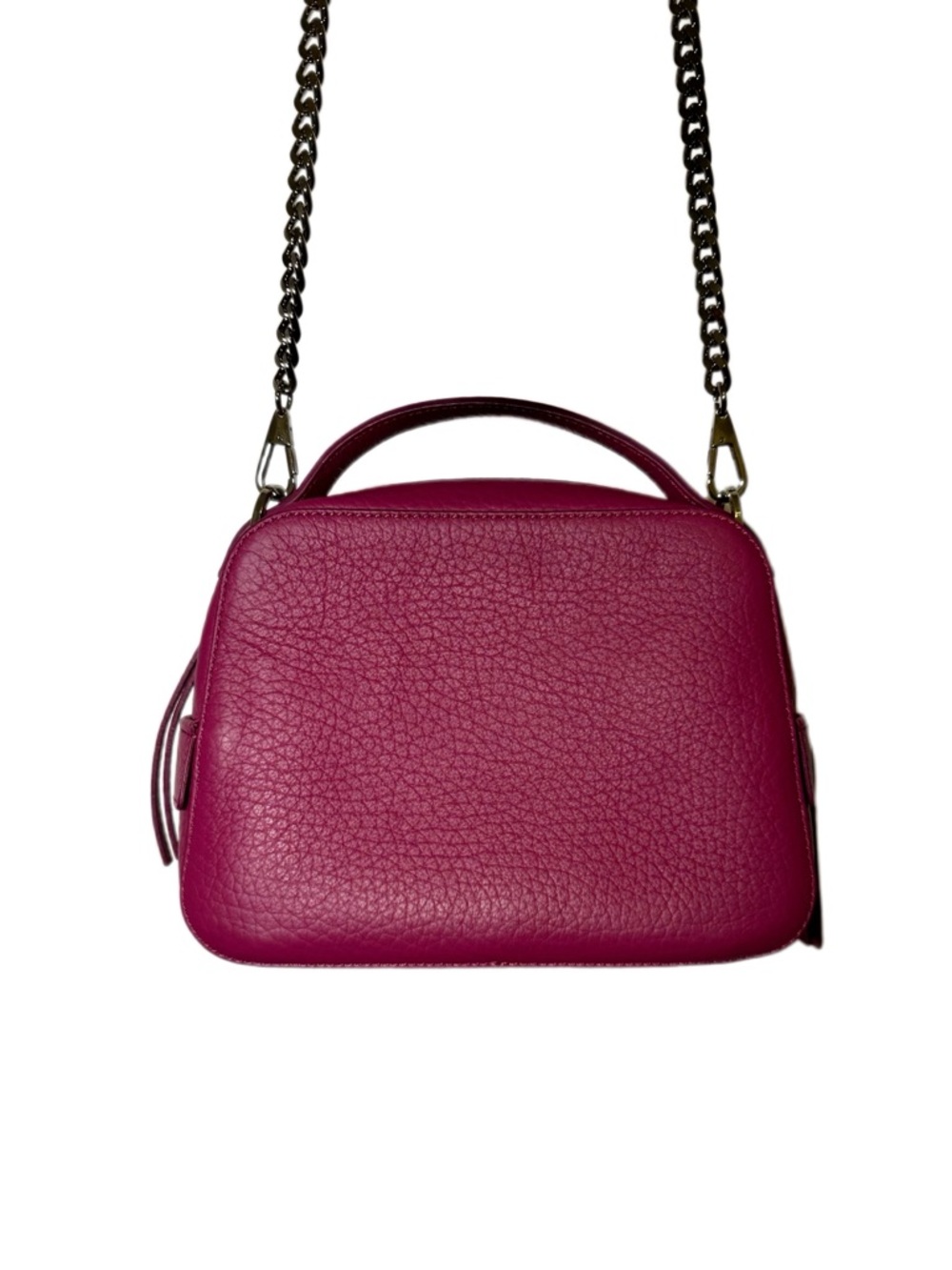 Orciani Magenta Leather Crossbody Bag with Chain Strap - Picture 4 of 8
